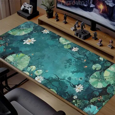 Tapis de souris feuille de Lotus vert, impression de jeu, demande, grand ordinateur, maison, XXL, caoutchouc naturel, antidérapant, pour bureau