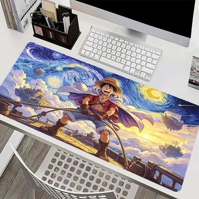 Tapis de souris Anime, tapis de bureau étendu pour ordinateur portable, tapis de jeu en caoutchouc One Piece Luffy, grand tapis de clavier antidérapant, tapis de souris de jeu Esports