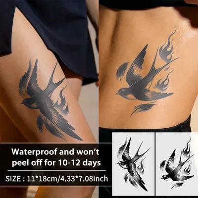 Autocollants de tatouage temporaires imperméables à base de plantes Swallow, imperméables et durables pendant une à deux semaines, adaptés pour le bras, la jambe, la taille