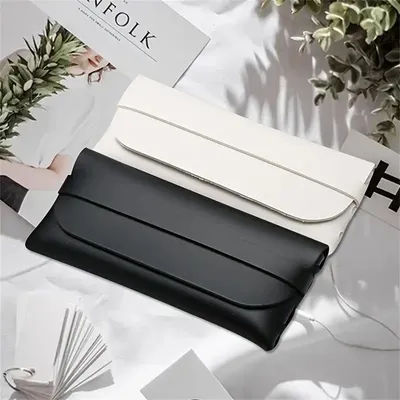 Étui à Lunettes en Cuir Souple, Portable, Unisexe, Porte-Lunettes de Soleil, Boîte de Protection, Noir, Blanc, 1 Pièce