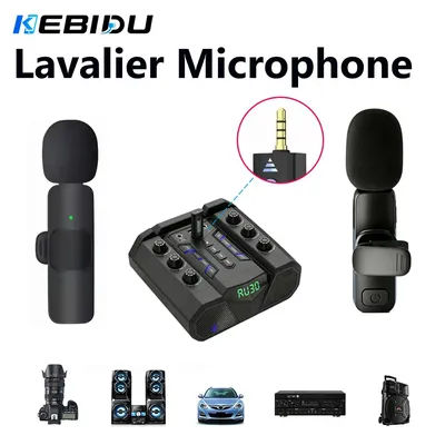 Microphone Lavalier sans fil KEBIDU 3,5 mm omnidirectionnel à condensateur pour appareil photo, haut-parleur, enregistrement téléphonique et diffusion en direct
