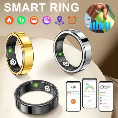 Nouvel anneau intelligent avec étui de chargement pour hommes et femmes, appels des messages, rappel de vibrations, rappel de médicaments, moniteur de fréquence cardiaque et de Stress