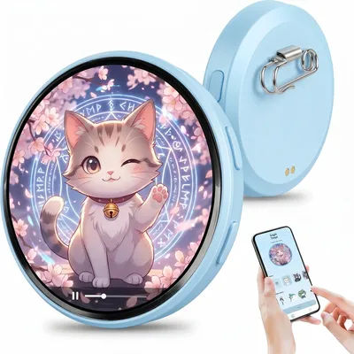 Anime E-Badge Pin 1.7 Inch LED Display Smart Bluetooth Anime Digital Badge Backpack Accessories Dynamic Gift For Otaku Fans Fri