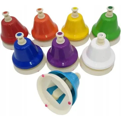 Ensemble de 8 cloches à main en Do majeur, Ré, Mi, Fa, Sol, La, Si, Do, couleur vive, métal et plastique, sonorité claire, facile à jouer, instrument de musique pour l'enseignement de la musique,
