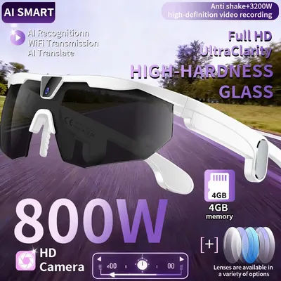 Lunettes Intelligentes LIGE AI avec Caméra HD Anti-tremblement 800W, Capture d'Action, Son Surround 3D, Appel Chat IA, Lunettes de Soleil Sportives pour Cyclisme