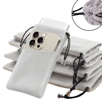 1Pcs Multifunction Flannelette Drawstring Pouch Bag, For Mobile Phone,Sunglasses,Electronic Gadgets-Travel Organizer Storage Bag