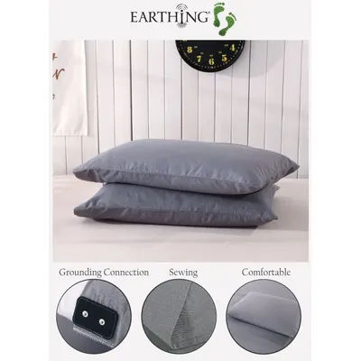 1PC Earthing ESD 10% Silver Grounding Pillow Case with a 5-Meters Local Grounding Cable, Health Product That Promotes Deep Sleep