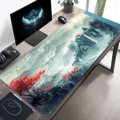 Grand tapis de souris XXL, motif léopard rugissant et féroce, tapis de bureau vibrant, tapis de clavier antidérapants en caoutchouc, tapis de souris de jeu avec motif d'éclaboussures d'encre.