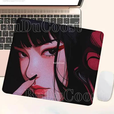Tapis de souris de petite taille, motif fille, pour jeu sur PC, clavier, 45x40CM, impression HD, tapis de jeu E-Sports, tapis de souris de bureau antidérapant
