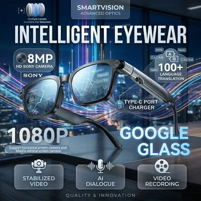 Nouvelles Lunettes Intelligentes IA pour Entreprises, Caméra HD 8MP, Enregistrement Vidéo Anti-tremblement, Traduction ChatGPT, Appel Wi-Fi, Lunettes de Soleil Étanche pour Hommes, Compatible iOS
