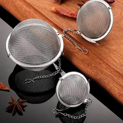 3 sfere infusori per spezie in acciaio inox con catenella, a maglia fine per erbe aromatiche colino da tè per zuppa, brodo, stufato, condimento cucinare