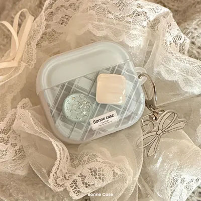 Étui Airpods 1 2 3 4 Pro 3 2, boîte de chargement pour écouteurs, housse de protection avec porte-clés, motif de grille INS, gemme en cristal 3D