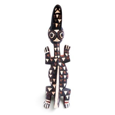 Lizard Shadows,'West African Crocodile Wall Art Made from Painted Sese Wood'