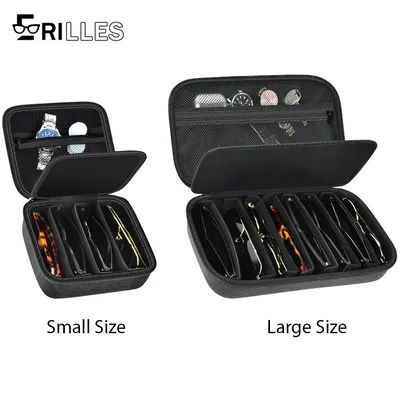 Étui rigide pour lunettes, boîte de voyage portable, organisateur de rangement grande capacité pour lunettes de soleil, anti-écrasement, noir