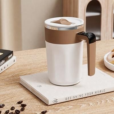 Tazza da caffè automescolante con display della temperatura, tazza automatica ricaricabile con coperchio, tazza elettrica automescolante per caffè, tè, latte e bevande calde.