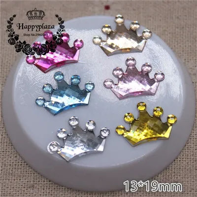100pcs 13*19mm New Crown Shape Acrylic Rhinestones Baby Shower Decoration Charm DIY Accessories