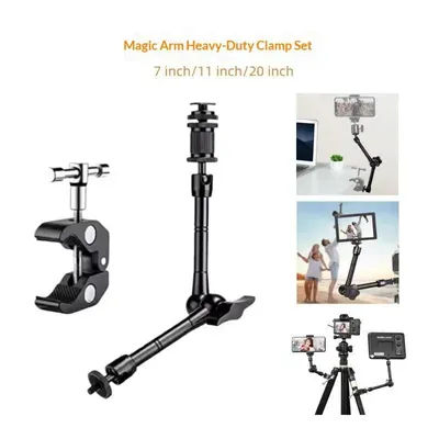Bras articulé magique de 7 ou 11 pouces + super pince pour fixer la caméra sur un moniteur LCD, accessoires pour caméra et éclairage vidéo LED