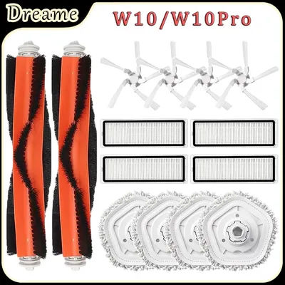 For Dreame Bot W10/W10 PRO Robot Vacuum Cleaner Accessories Main Brush HEPA Filter Side Brush Mop Cloth Replacement Parts