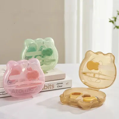 4-in-1 Cure Bear Baby Nail Clipper Set with Case, Baby Care Set: Baby Nail Clipper, Scissor, Nail File&Tweezer,Baby Manicure Kit