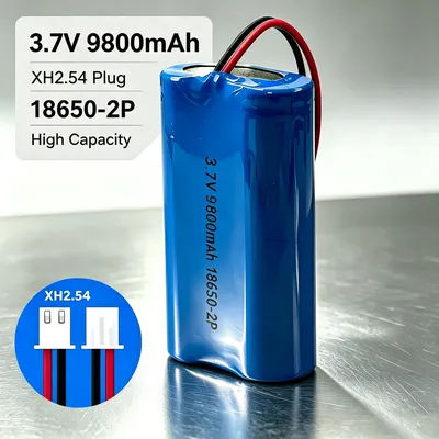 Batterie au lithium rechargeable 3,7 V 18650 9800 mAh avec connecteur XH2.54 pour mégaphone, haut-parleur, moniteurs, lumières LED, carte de protection