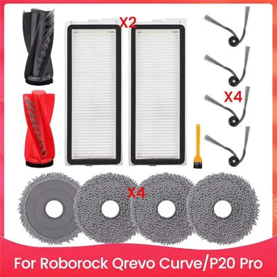 A84X-Replacement Parts For Roborock Qrevo Curve/P20 Pro Robot Vacuum Parts Main Side Brush HEPA Filters Mop Pads