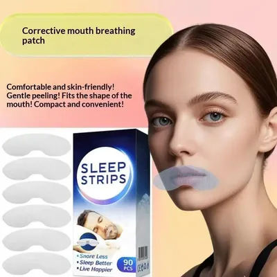 【B】90 bandes adhésives buccales jetables, douces, pour un sommeil sans ronflement, favorisant une meilleure respiration par le nez, réduisant la sécheresse buccale et les maux de gorge.