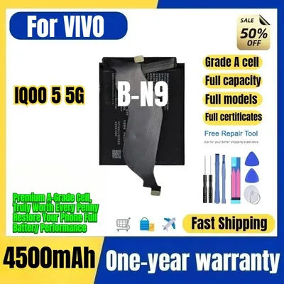 B-N9 pour téléphone VIVO IQOO 5 5G, batterie de remplacement de haute qualité et de grande capacité, 0 cycle, cellule de grade A avec outils