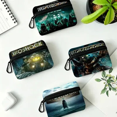 Porte-monnaie Oxford B-Bioshock-Rapture, ville sous-marine, avec mousqueton amovible, sac de rangement compact pour les achats en plein air.