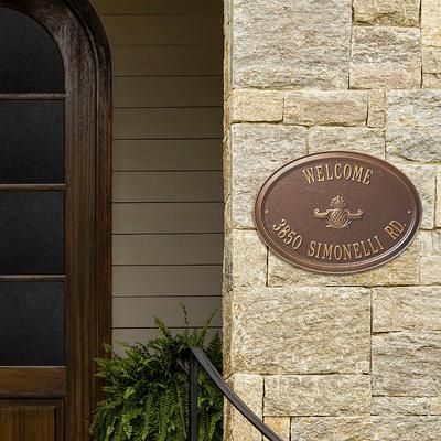 Designer Oval Wall Address Plaque - Bronze/Gold Plaque with Shell, Estate, 1 Line - Frontgate