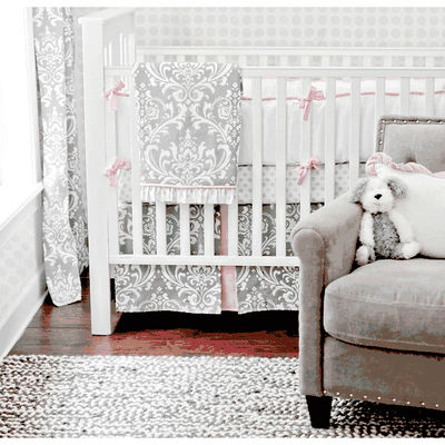 New Arrivals Stella Gray 4 Piece Baby Crib Bedding Set