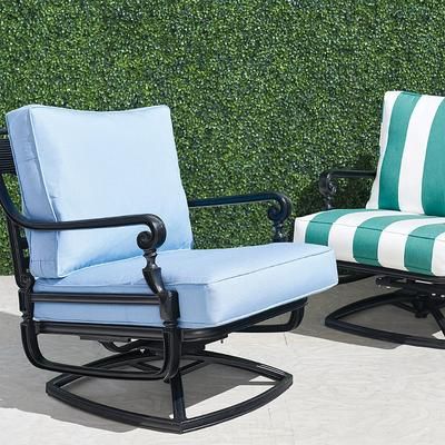 Outdoor Deluxe Deep Seating Cushion Sets - Standard, Resort Stripe Air Blue, 24"W x 26"D - Frontgate