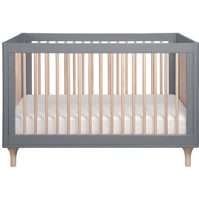 Babyletto Lolly 3-In-1 Convertible Crib with Toddler Bed Conversion Kit - Grey/Washed Natural