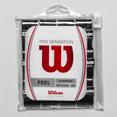 Wilson Pro Overgrip Sensation 12 Pack Tennis Overgrips Black