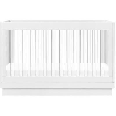 Babyletto Harlow Acrylic 3-in-1 Convertible Crib w/Toddler Bed Conversion Kit - White / Acrylic