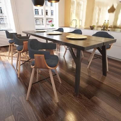 vidaXL Sedie da Pranzo 6 pz Grigio Scuro in Legno Curvo e Tessuto