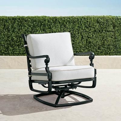 Carlisle Swivel Lounge Chair with Cushions in Onyx Aluminum - Sunbrella Rain, Rain Sailcloth Cobalt - Frontgate