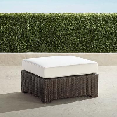 Palermo Ottoman in Bronze Wicker - Standard, Resort Stripe Black - Frontgate