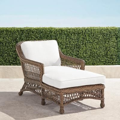 Hampton Chaise in Driftwood Wicker - Standard, Rain Sailcloth Cobalt - Frontgate