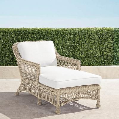 Hampton Chaise in Ivory Wicker - Standard, Rain Resort Stripe Cobalt - Frontgate