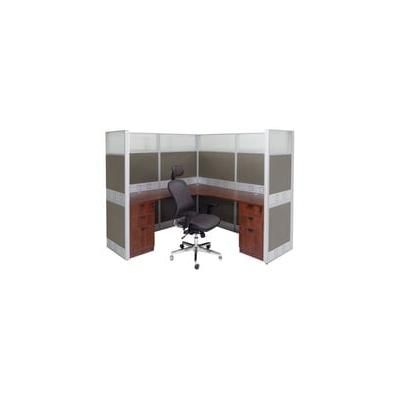 72" x 72" x 67"H Premium Series L-Shaped Cubicle w/Files - Starter Unit
