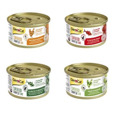 GimCat Superfood ShinyCat Duo 12 x 70 g Alimento umido per gatto - Pacco misto (4 varianti)