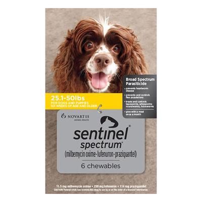 Sentinel Spectrum Yellow For Dogs 25.1-50 Lbs 6 Chews