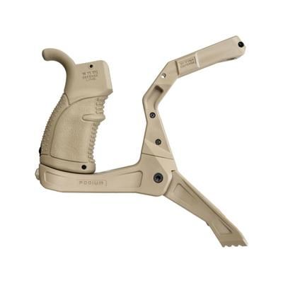 FAB Defense AR-15 Quick Deployment Bipod with an Integrated AGR-43 Pistol Grip Flat Dark Earth FX-ARPODT