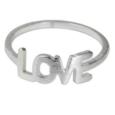Love All the Time,'Thai Love Ring Handcrafted Brushed Sterling Silver'