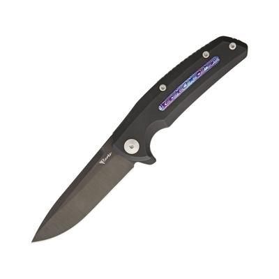 Reate Knives Epoch Framelock Black Folding Knife3.75inStandard EdgeDrop Point Black Black Handle EPOCH ALL BLACK