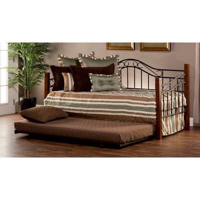 Hillsdale Furniture Matson Wood and Metal Daybed with Roll Out Trundle, Black with Cherry Posts - 1159DBLHTR