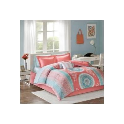 Intelligent Design Loretta Twin XL Comforter & Sheet Set in Coral - Olliix ID10-1217