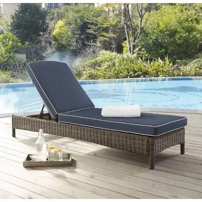 Bradenton Outdoor Wicker Chaise Lounge Navy/Weathered Brown - Crosley KO70070WB-NV