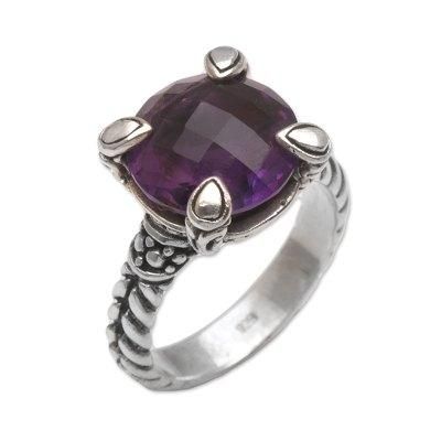 Garden Bliss,'Handmade 925 Sterling Silver Amethyst Cocktail Ring'