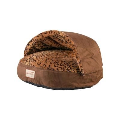 Canopy Cat Bed in Mocha and Leopard, 20" L X 20" W, Medium, Brown